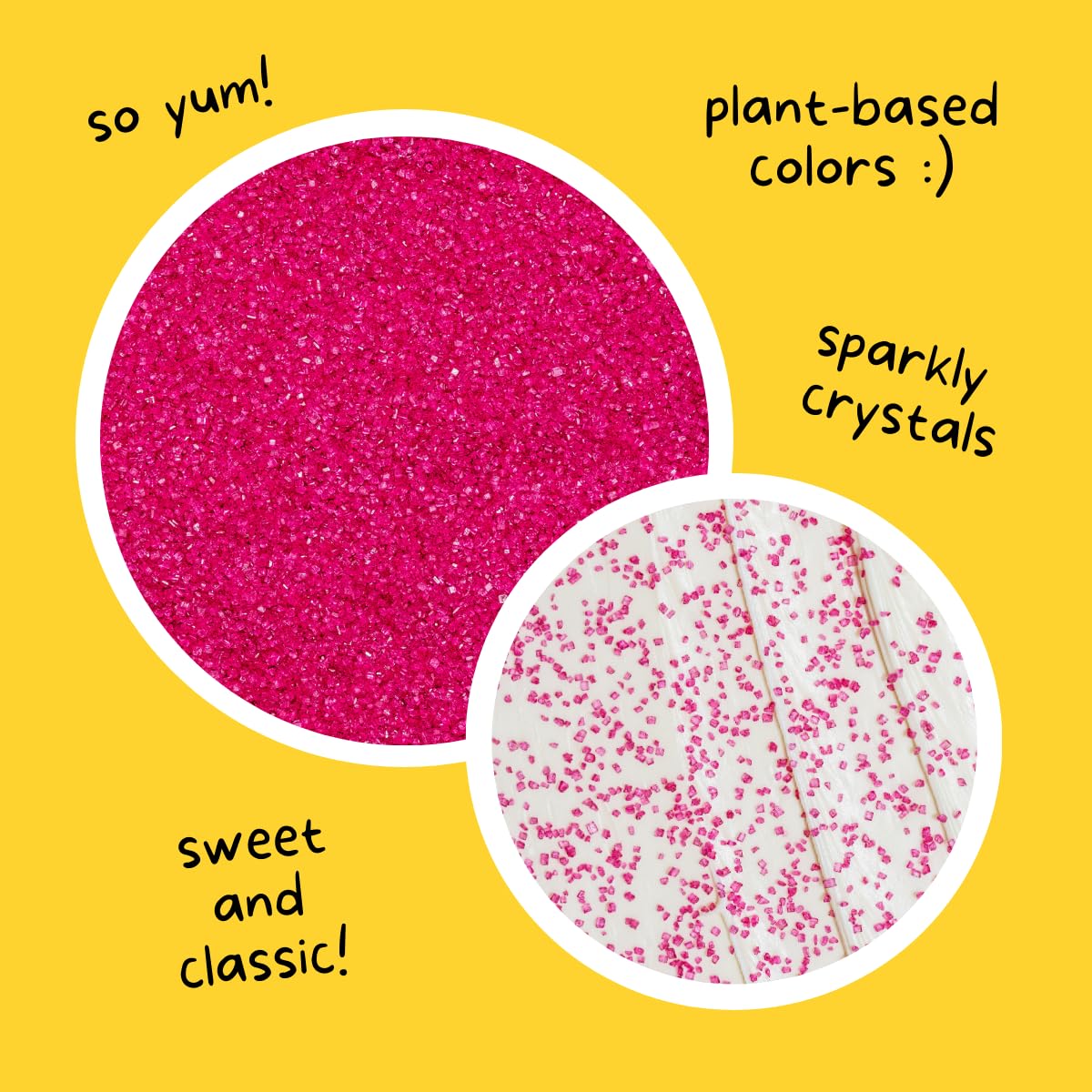 Supernatural Twinkles Sprinkles – Azúcar lijado rosa intenso, color a base de plantas, vegano, 3 onzas, fabricado en Estados Unidos