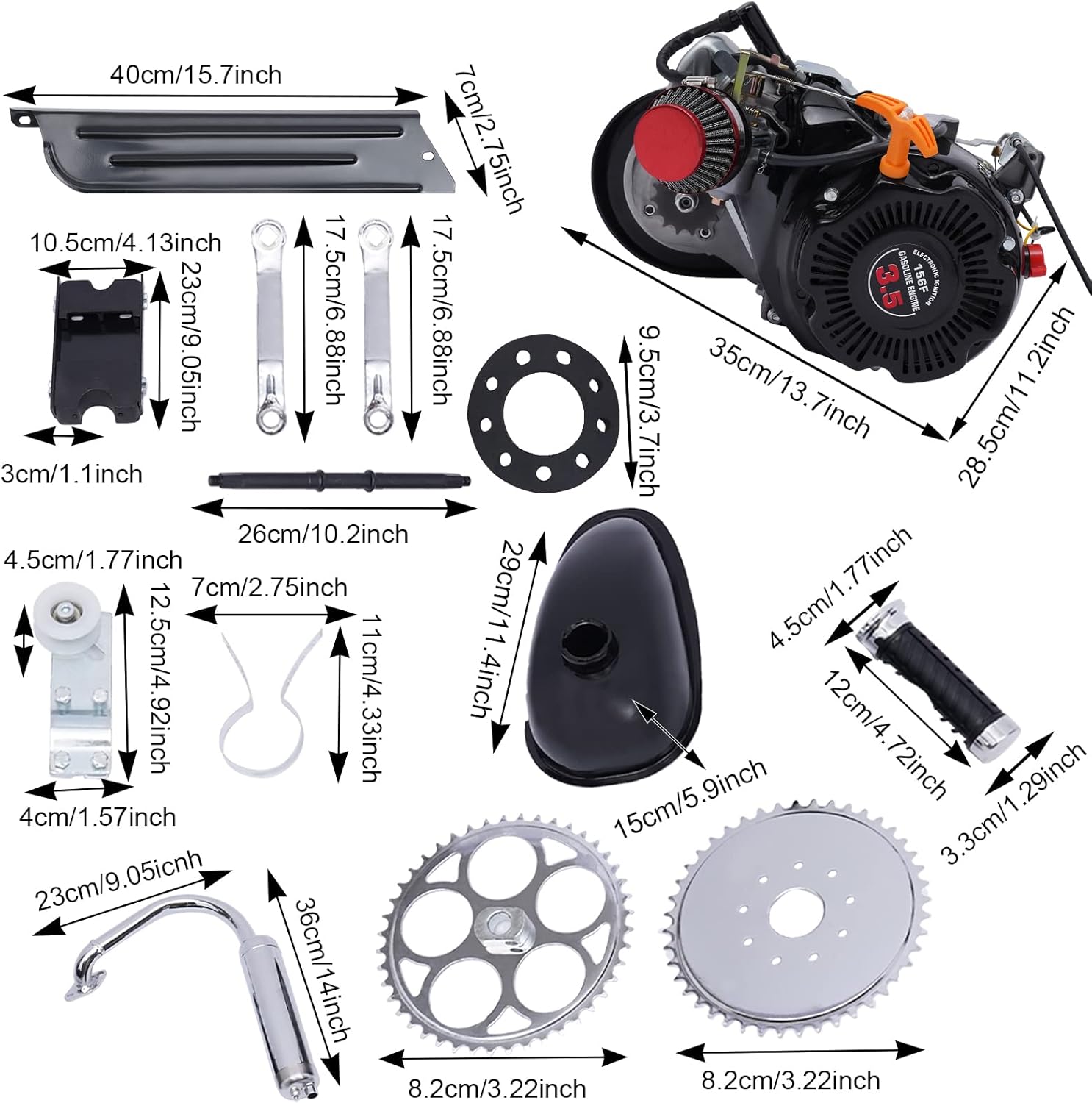 TFCFL Kit de motor de bicicleta de 4 tiempos, kit de conversión de bicicleta motorizada a gas de 100 cc, gasolina de gasolina, bicicleta, moto,