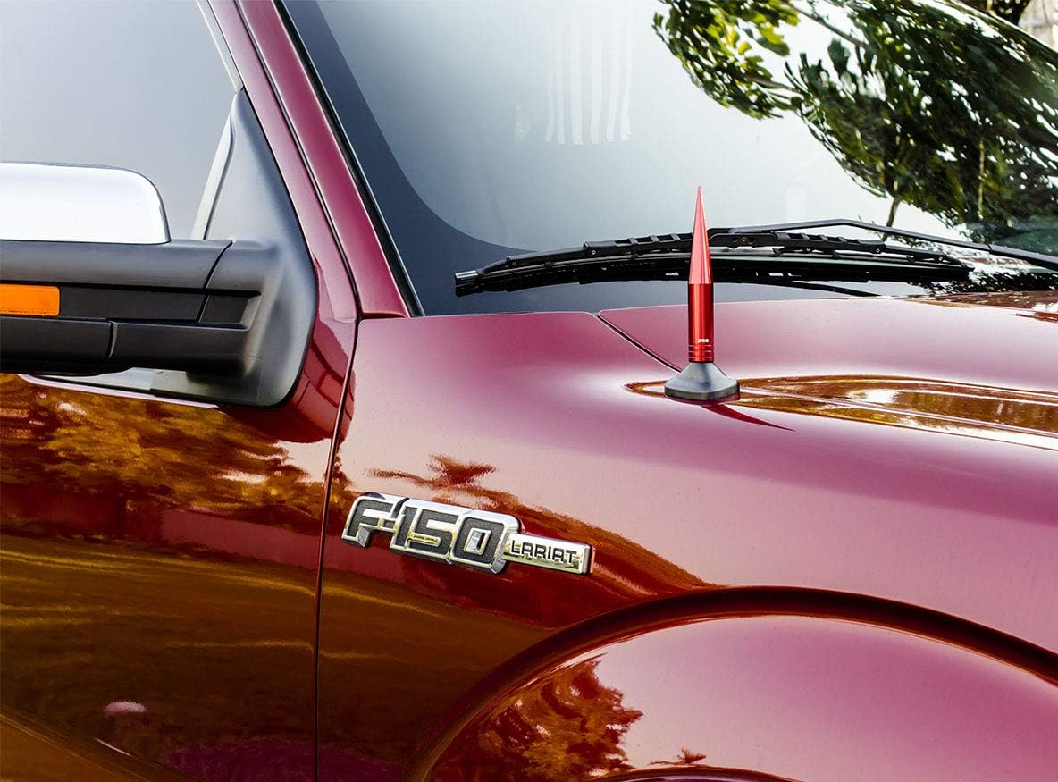 TRUE SPIKE FAT SPIKE – Antena roja en aluminio mecanizado CNC de calibre pesado compatible con Dodge Ram 1500 2500 3500 09-19 2009-2019
