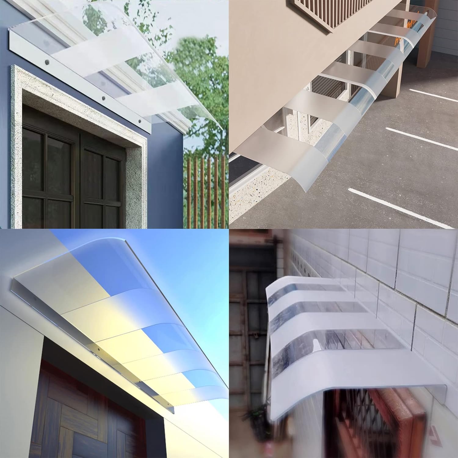 Toldo invisible para puerta delantera, toldo de ventana, toldo para puerta delantera al aire libre, patio, cubierta de policarbonato semiesmerilado,