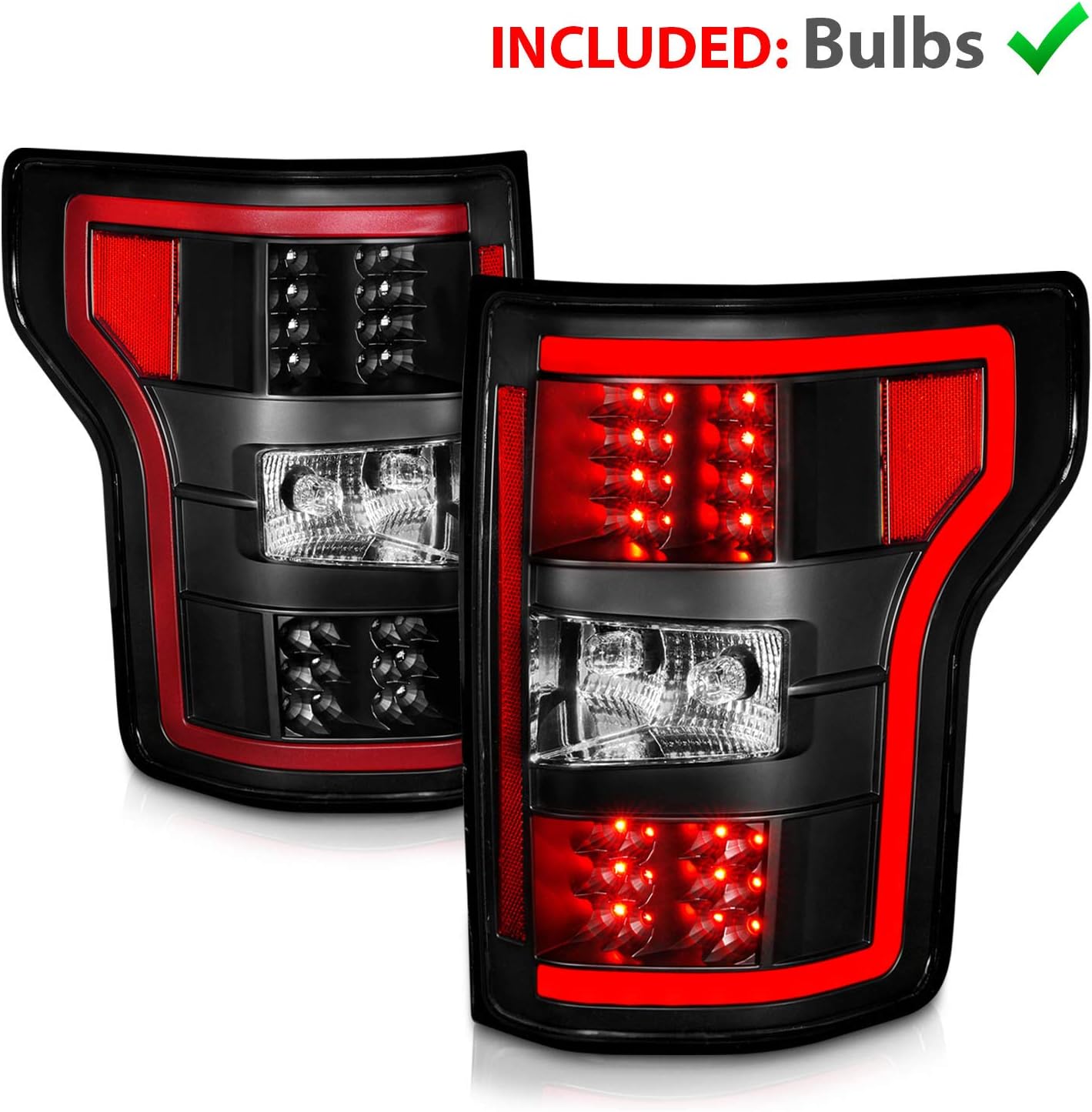 AmeriLite Juego de luces traseras de repuesto para Ford F150 2018-2020 Pickup LED para barra de luz de freno, lado del conductor y del pasajero