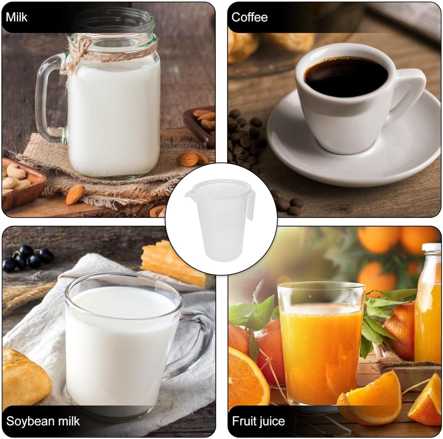 Jarras medidoras de leche jarra de medición de plástico de 5 l, jarra de mezcla graduada, cilindro grande, taza medida, taza de leche líquida,