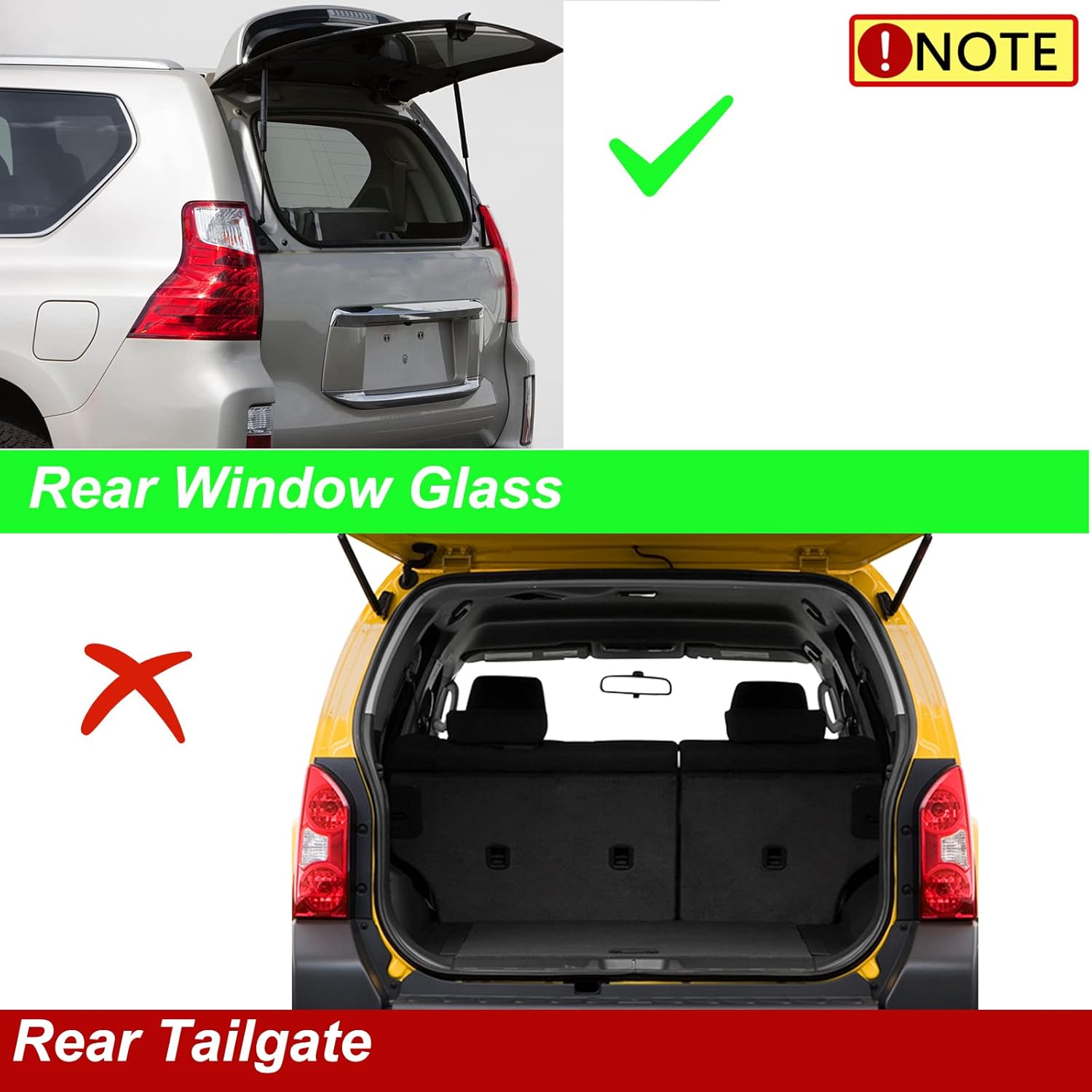 YHTAUTO Amortiguadores de gas de vidrio para ventana trasera para Nissan Pathfinder 1999-2004 e Infiniti QX4 1999-2003, juego de 2 soportes de