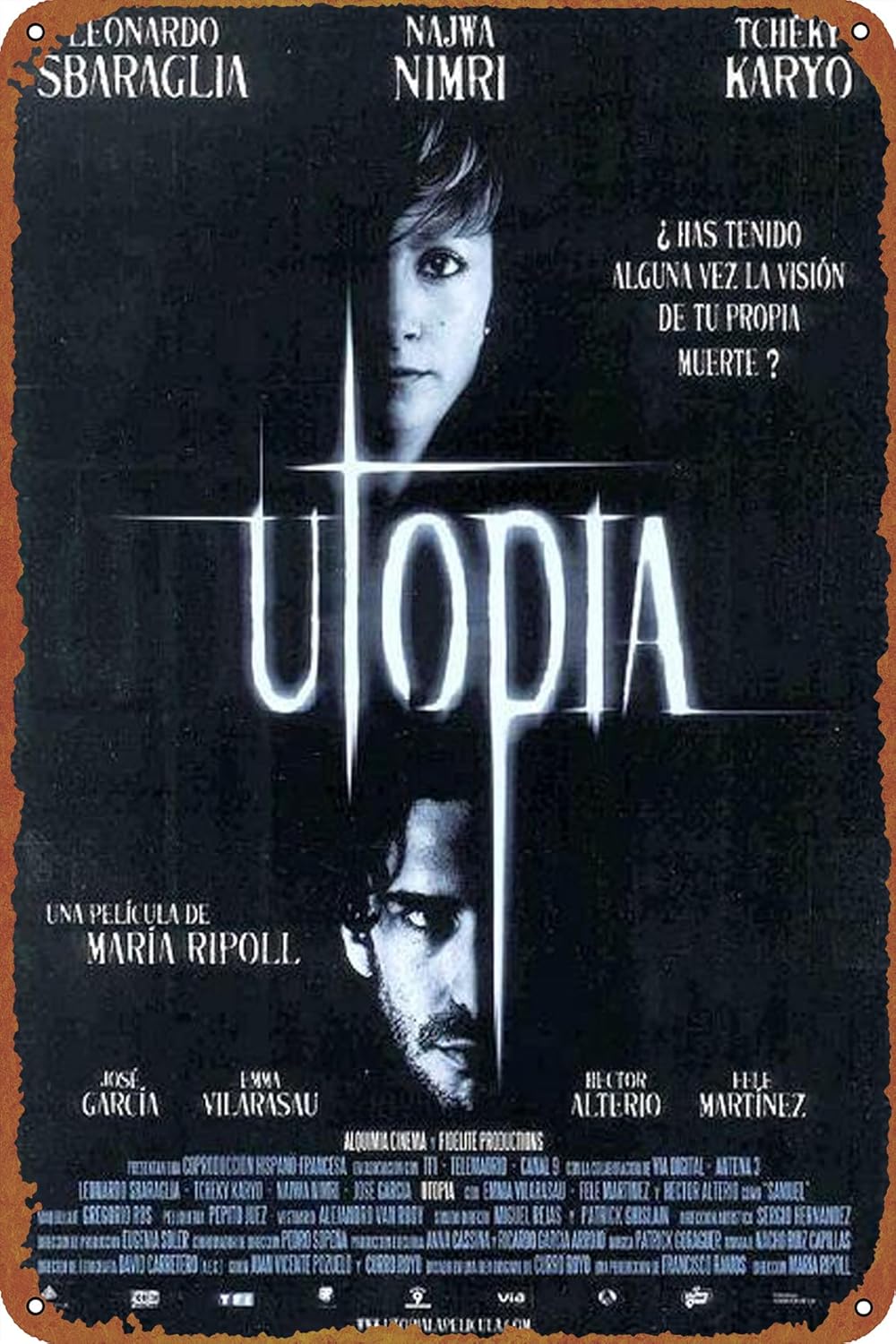 Utopía – Cartel de metal divertido vintage negro para decoración de pared, sala de estar, baño, cocina, póster decorativo de 8 x 12 pulgadas
