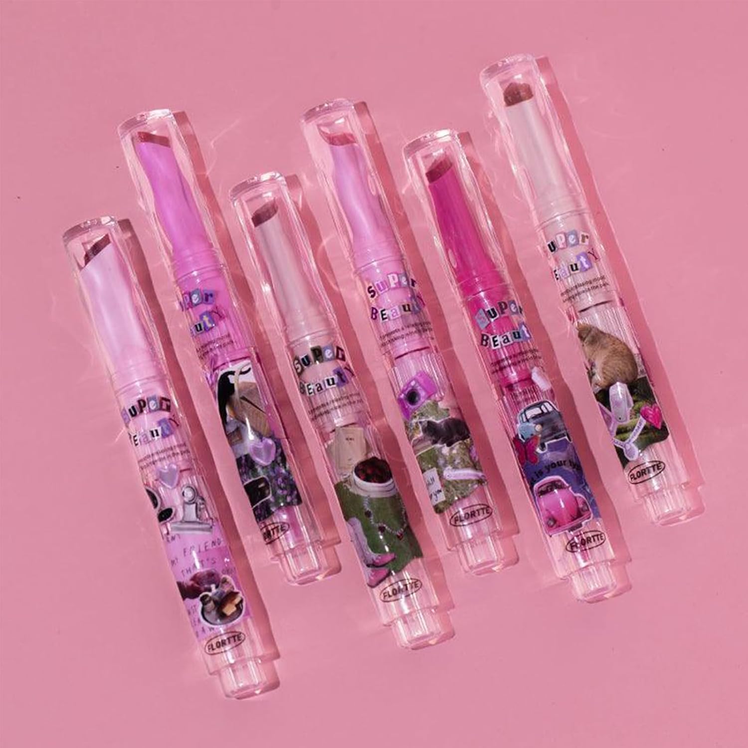 Oplviude Florette Jelly – Lápiz labial Flortte I Am Super Beauty Jelly Lipstick, lápiz labial de gelatina en forma de corazón, Florette Love Heart