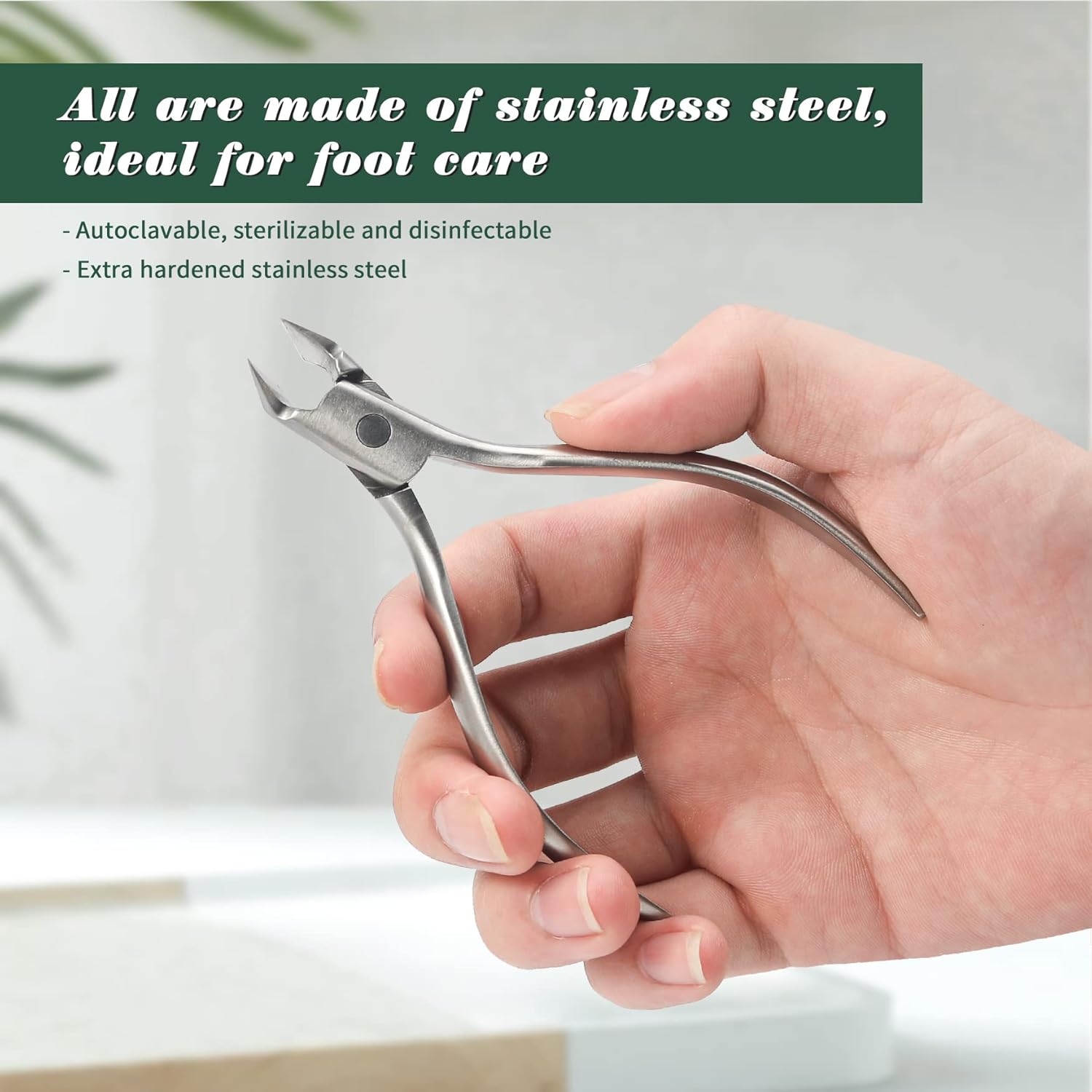 FVION Toenail Clipper Straight Blade, Professional Toe Nail Clipper for Senior, Ingrown Toenail Tool for Thick Ingrown Nails