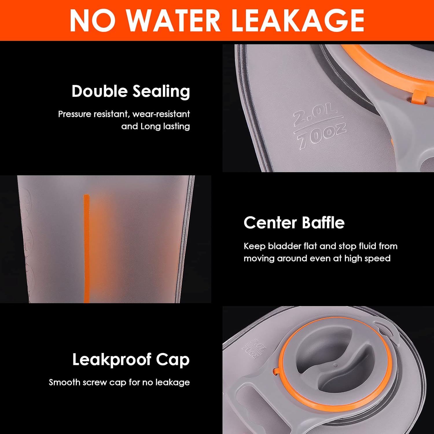 UTOBEST Water Bladder,Hydration Bladder 2L 3L,TPU BPA Free Leak-Proof Water Bladder for Hiking Backpack,Water Reservoir Wide Opening for Running