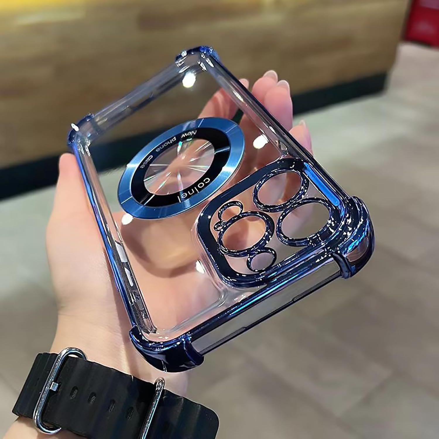 Eiyikof Funda magnética transparente para iPhone 12 Pro Max, protección de lujo brillante en las cuatro esquinas, a prueba de golpes, de grado