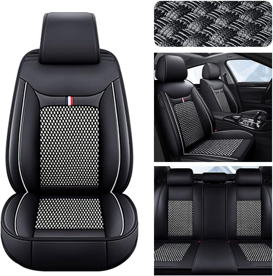 Funda de asiento de 5 asientos para Cadillac CTS 2002-2023, accesorios de fundas de asiento interiores (juego completonegro-gris)