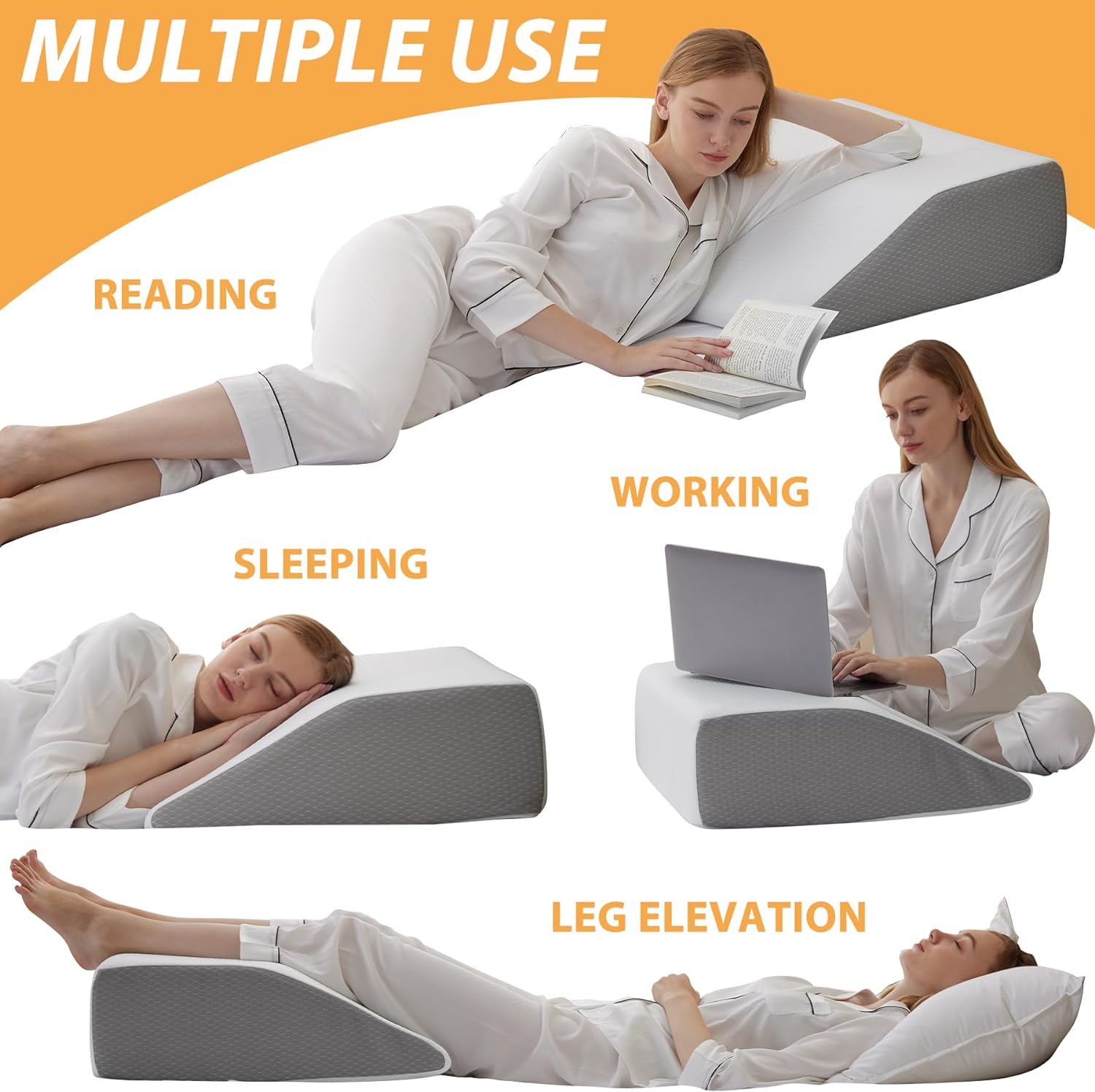 Almohadas de elevación de piernas, almohadas de piernas para dormir, parte superior de espuma viscoelástica de gel refrescante, almohada de cuña