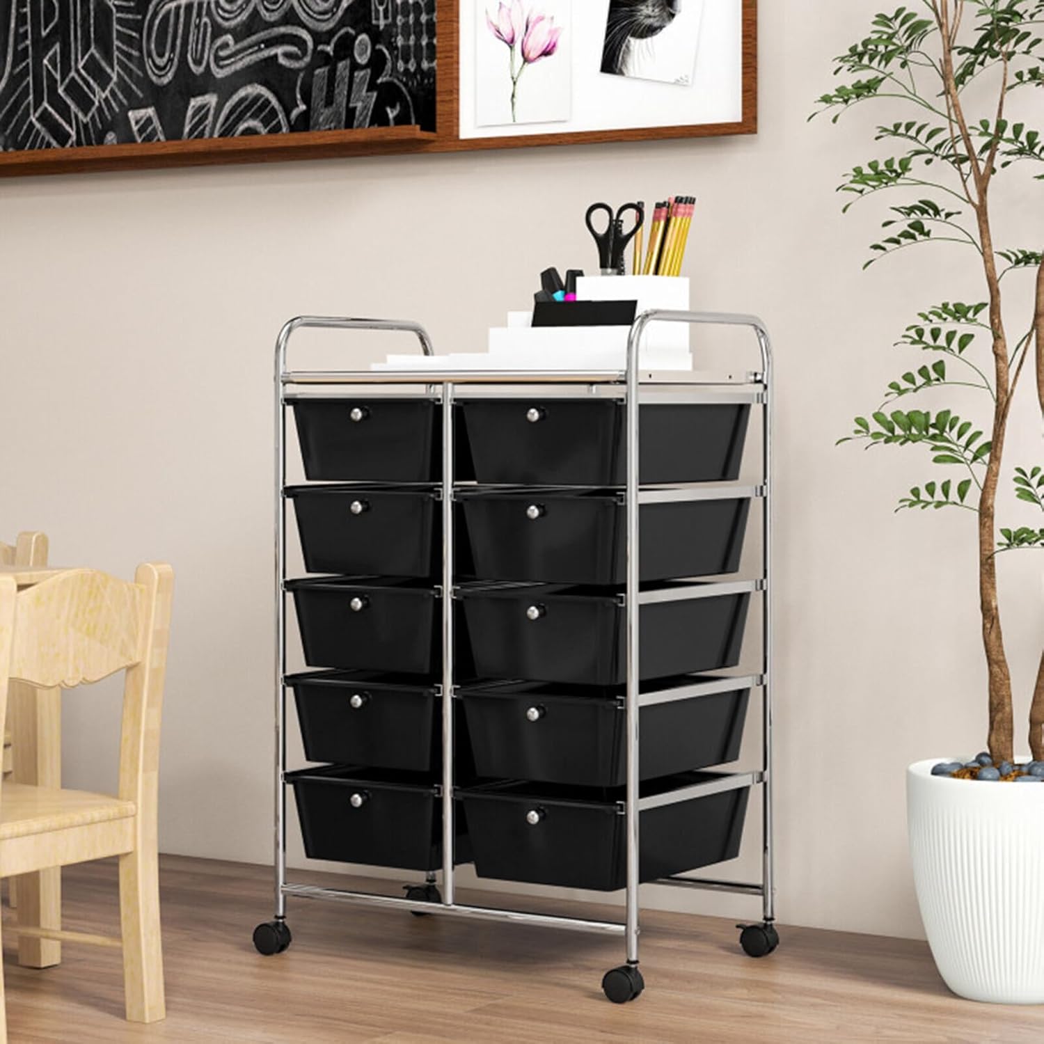 Recollections – Carrito organizador con ruedas de 10 cajones, carrito universal con ruedas y organizador con cajones para almacenamiento multiusos