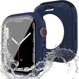2 en 1 Miimall – Funda protectora de pantalla impermeable para Apple Watch 7 de 1.614 pulgadas, carcasa rígida de policarbonato impermeable 2 en 1 Miimall – Funda protectora de pantalla impermeable para Apple Watch 7 de 1.614 pulgadas, carcasa rígida de policarbonato impermeable
