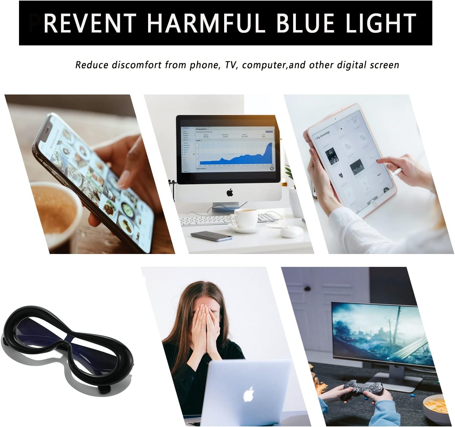Gafas gruesas de gran tamaño con luz azul  Y2K ovaladas antifatiga ocular gafas de computadora con marco transparente para fiestas