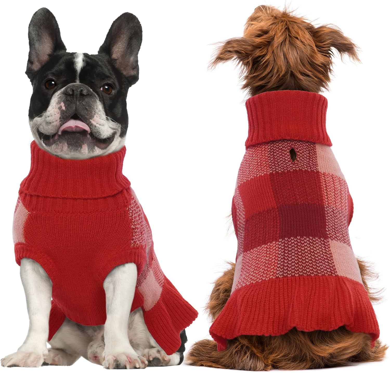 QBLEEV Vestido de suéter para perros pequeños, suéteres para cachorros, ropa de punto, suéteres para mascotas, suéteres cálidos de invierno para