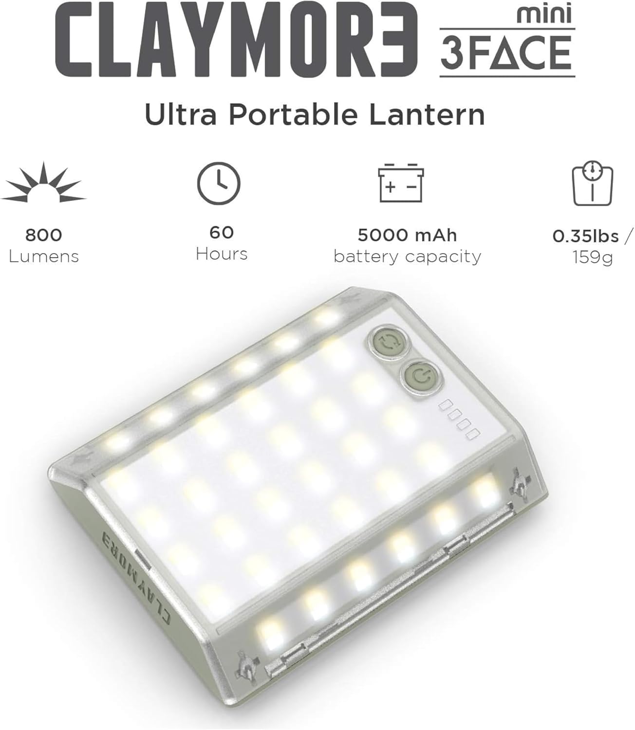 CLAYMORE 3Face Mini (verde musgo) – Luz LED ligera y portátil para exteriores, camping, tienda de campaña, emergencia y uso industrial. Linterna
