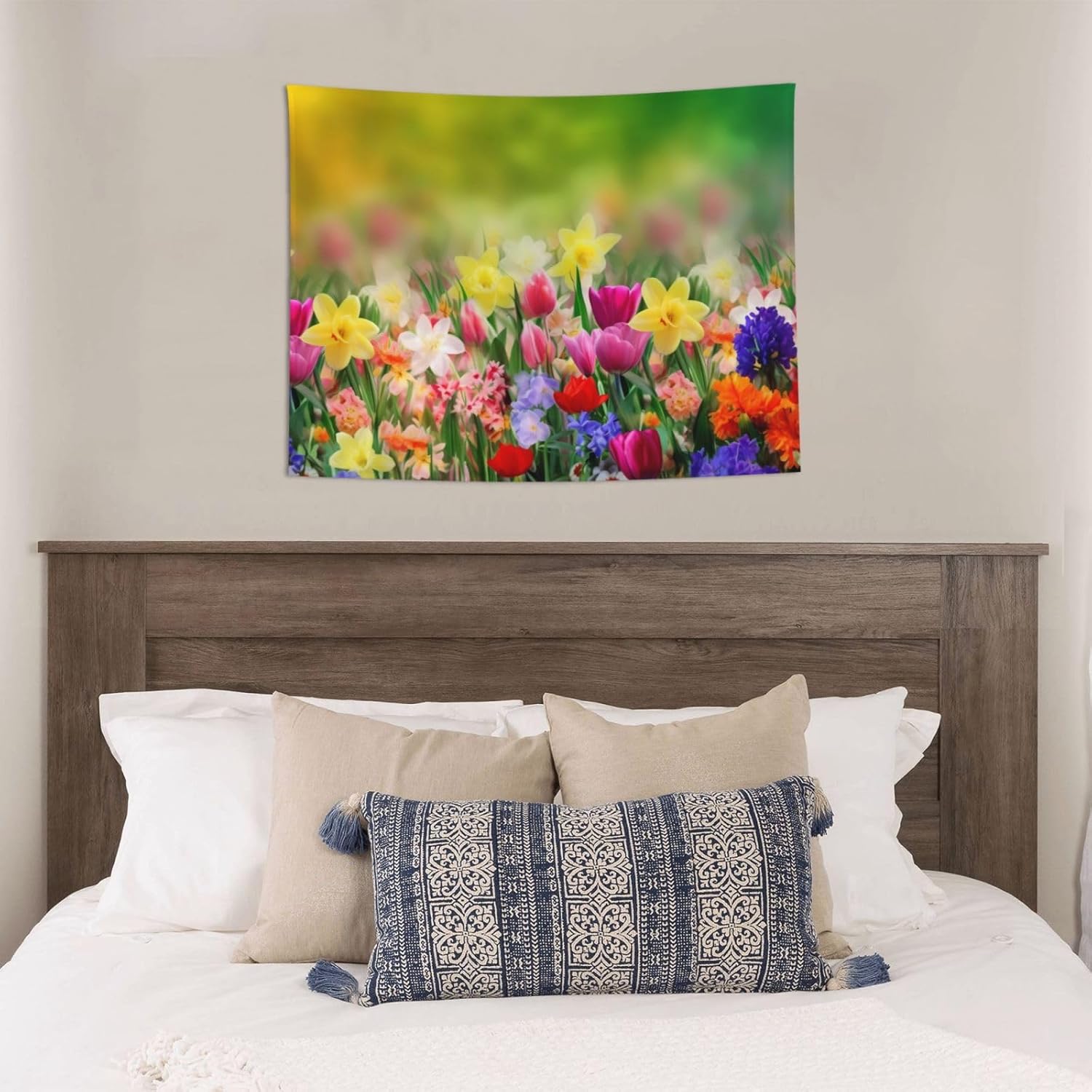 Nameapo Tapiz de verano con flores de primavera para dormitorio, tapiz colgante de pared para sala de estar, dormitorio, manta para decoración del