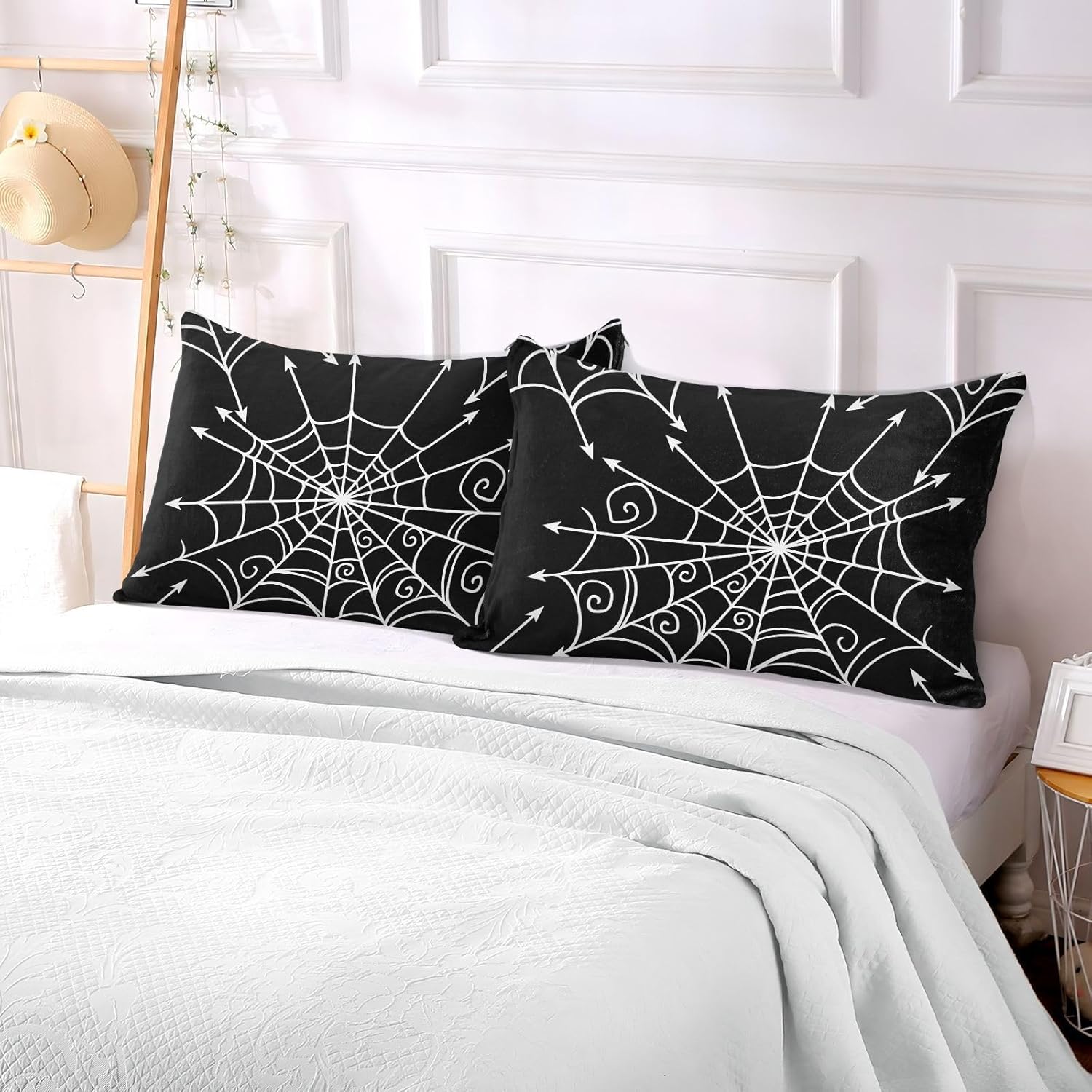 Emelivor Spiderweb – Fundas de almohada de Halloween de terciopelo, fundas de cojín suaves, fundas de almohada cómodas, almohadas decorativas para