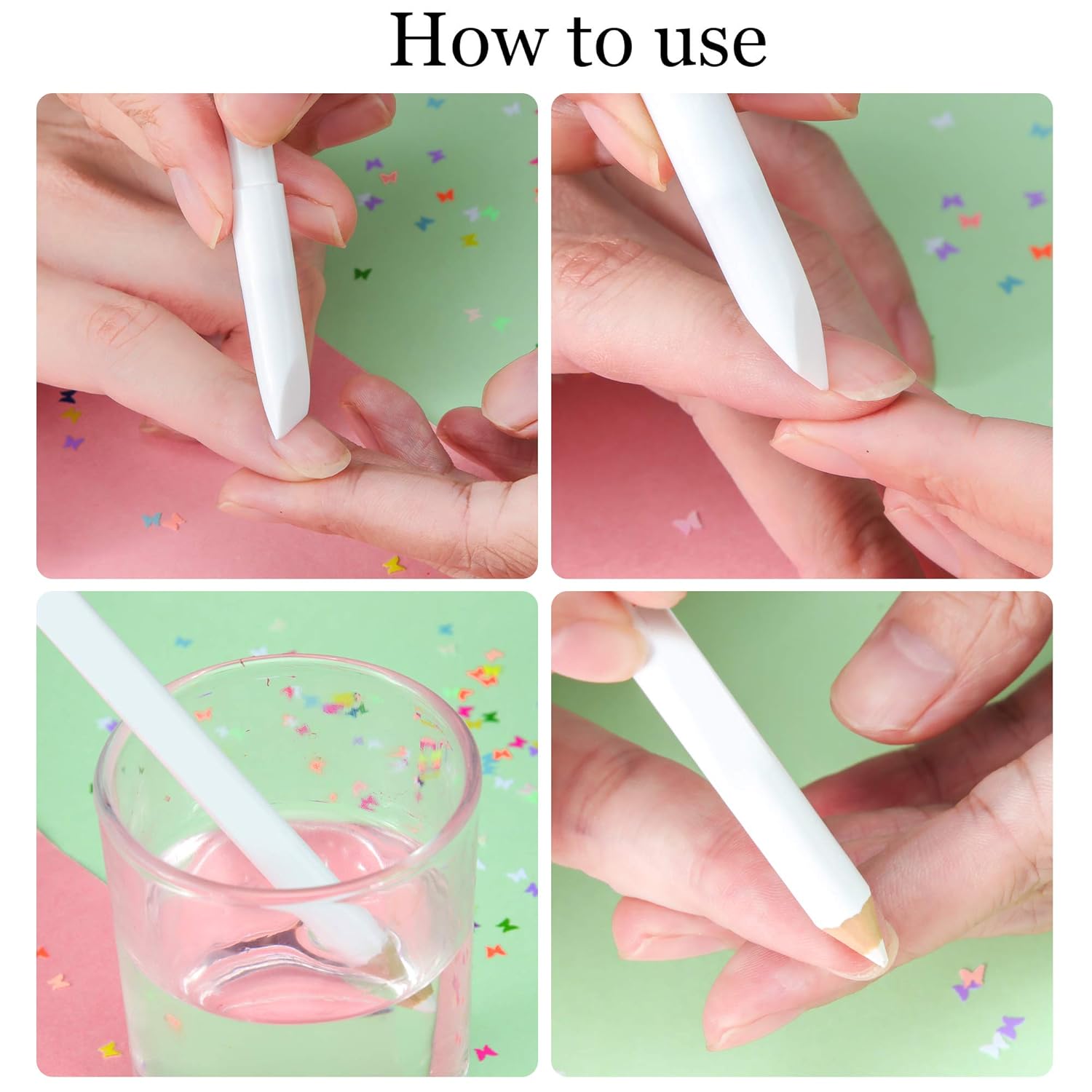 Lápiz de blanqueamiento de uñas 2 en 1, lápiz de uñas blanco, diseño de uñas, manicura con empujador de cutículas