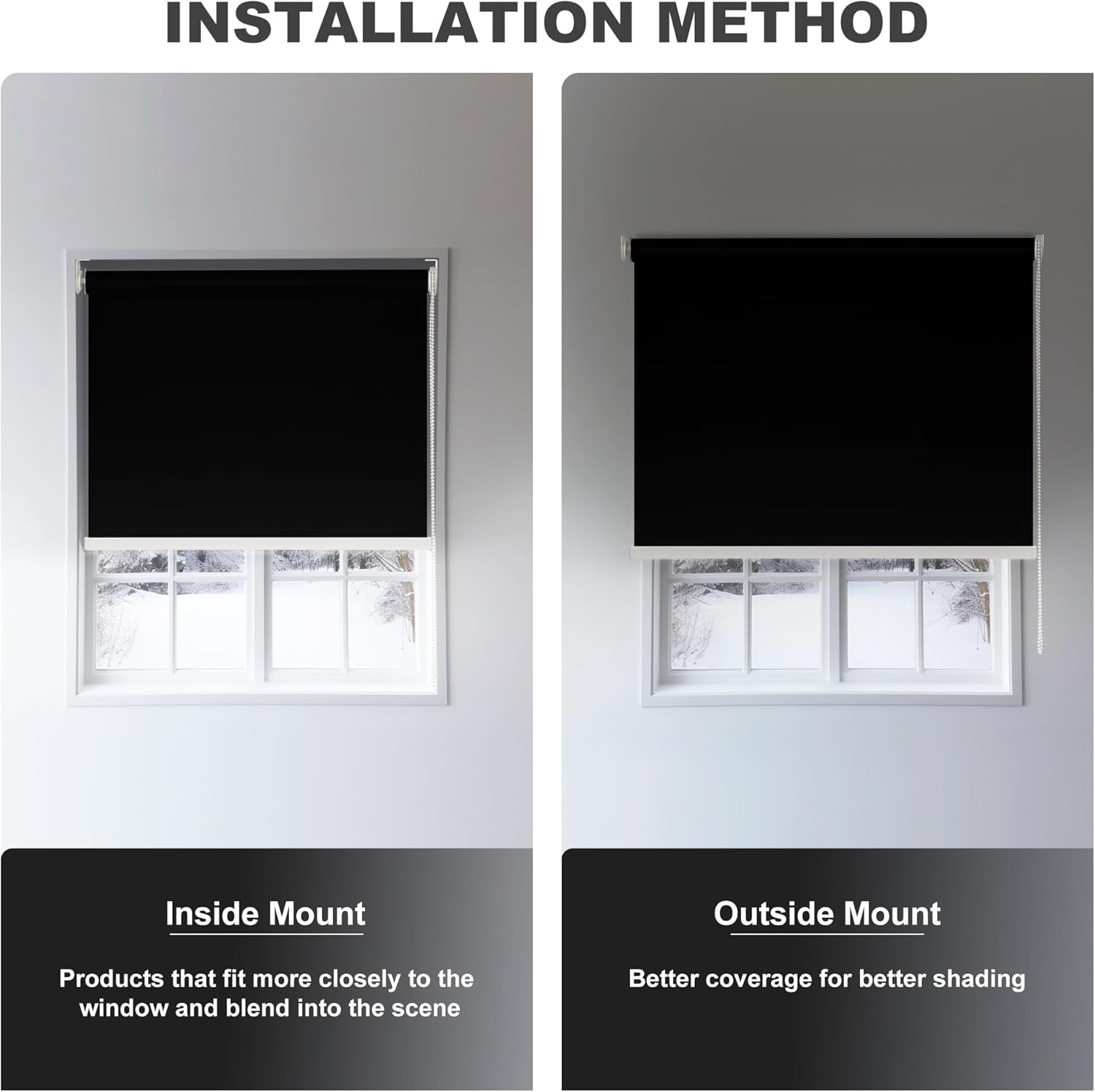 Boolegon Persianas enrollables opacas para ventana, tela con aislamiento térmico, fácil instalación, protección UV. Persianas para dormitorio,
