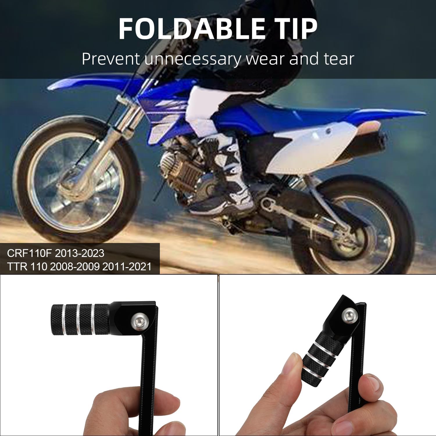 JFG RACING Palanca de cambios de motocicleta Palanca de cambios Punta plegable CNC para CRF 110 CRF110F 2013-2023 TTR 110 08-09 11-21 Negro