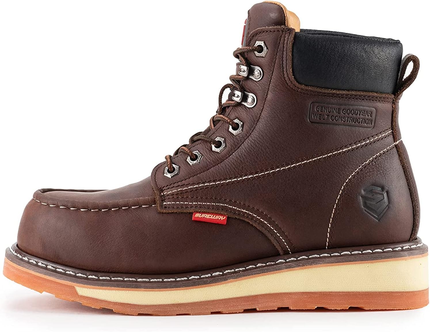 SUREWAY Botas de trabajo para hombre de 6 pulgadas de acero resistente, compuestopunta suave, extremadamente cómodas, duraderas, probadas,