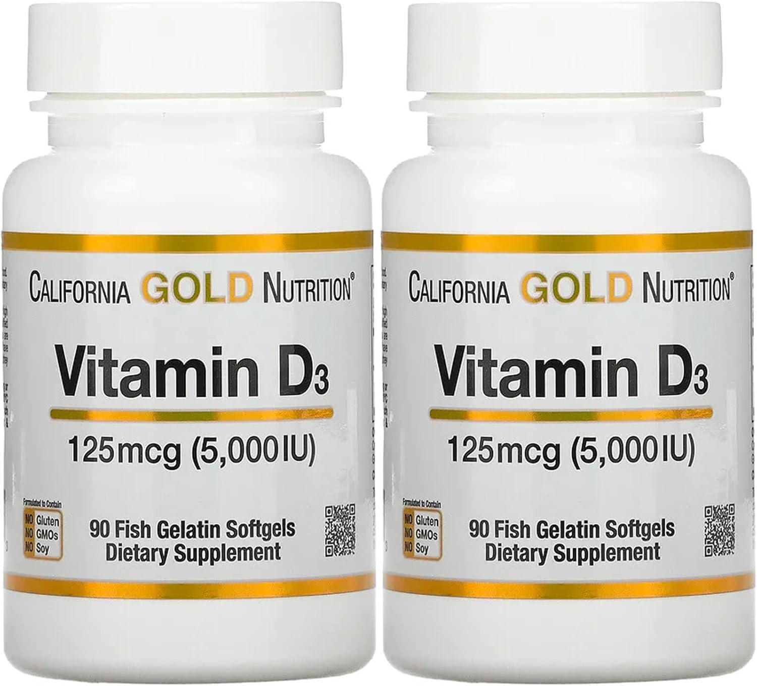 Suplemento de vitamina D3 de California Gold Nutrition  Apoyo para huesos y dientes saludables  Apoyo al sistema inmunológico  Sin gluten, sin OMG