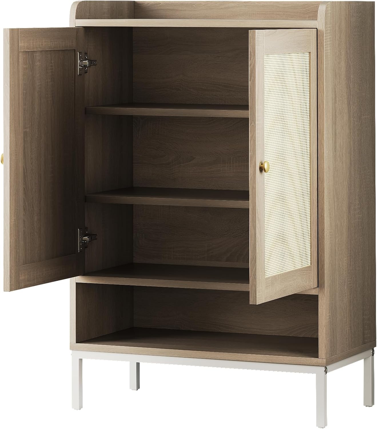 JASIWAY Gabinete de zapatos de ratán para entrada, zapatero con estantes ajustables para entrada, 5 niveles, 18 pares de zapatero para pasillo,