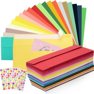 200 sobres coloridos, 10 sobres de correo de negocios con solapa cuadrada autosellante, sobres de colores para cartas, invitaciones, oficina, tamaño 200 sobres coloridos, 10 sobres de correo de negocios con solapa cuadrada autosellante, sobres de colores para cartas, invitaciones, oficina, tamaño