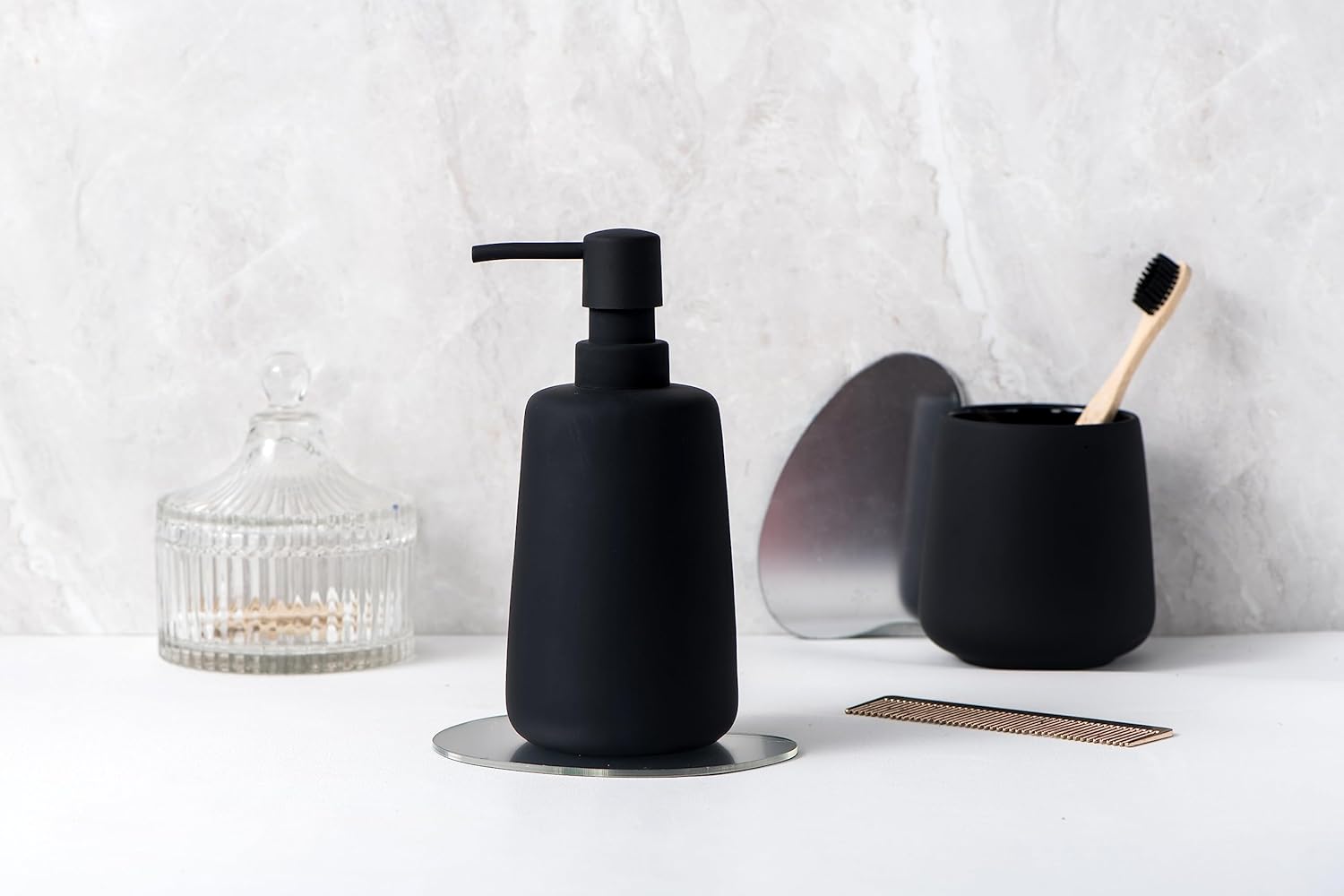 Dispensador de jabón mate para baño, dispensador de loción suave al tacto de 13.5 onzas, dispensador de jabón de manos para baño, dispensador de