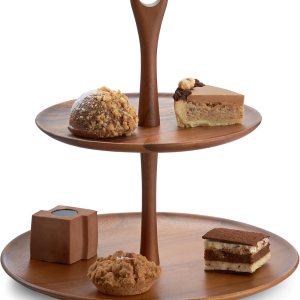 nambe Skye Soporte de postre escalonado de madera Soporte para cupcakes de 2 niveles Bandeja de servir para galletas, pasteles y aperitivos para nambe Skye Soporte de postre escalonado de madera Soporte para cupcakes de 2 niveles Bandeja de servir para galletas, pasteles y aperitivos para