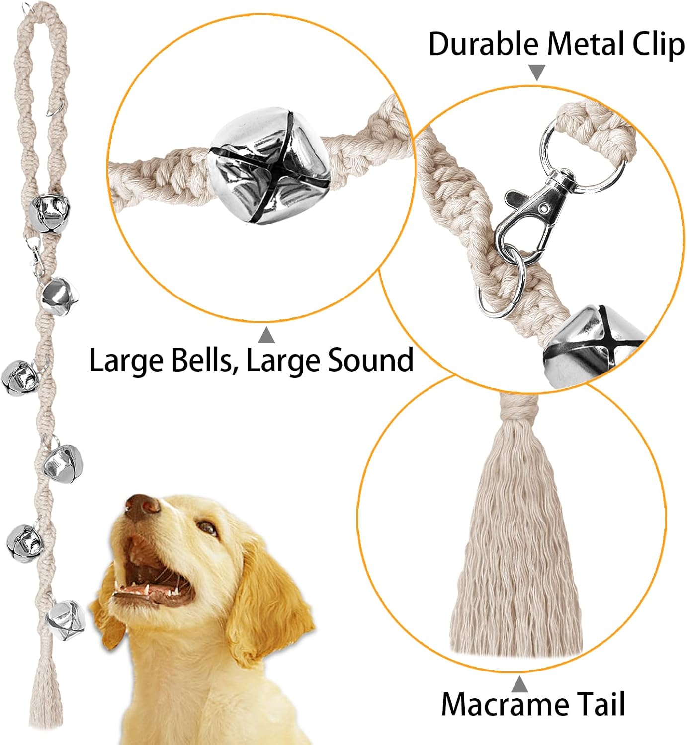 Campanas de perro para salir al exterior, campana ajustable para puerta de perro, campanas de puerta para perros, campana de entrenamiento de