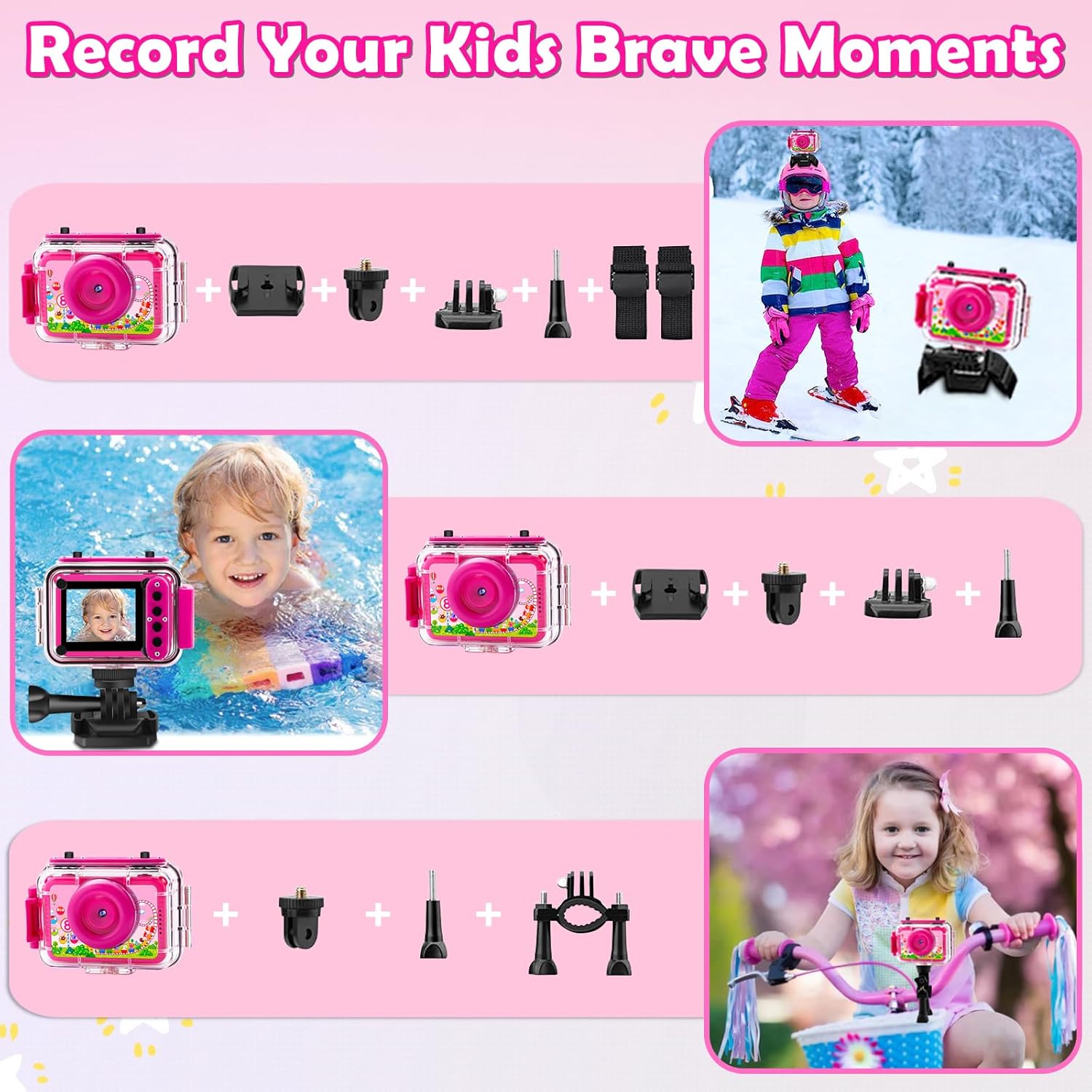 GKTZ Cámara para niños, 1080P HD digital impermeable para niños, cámara deportiva subacuática para exteriores con tarjeta SD de 32 GB, juguetes de