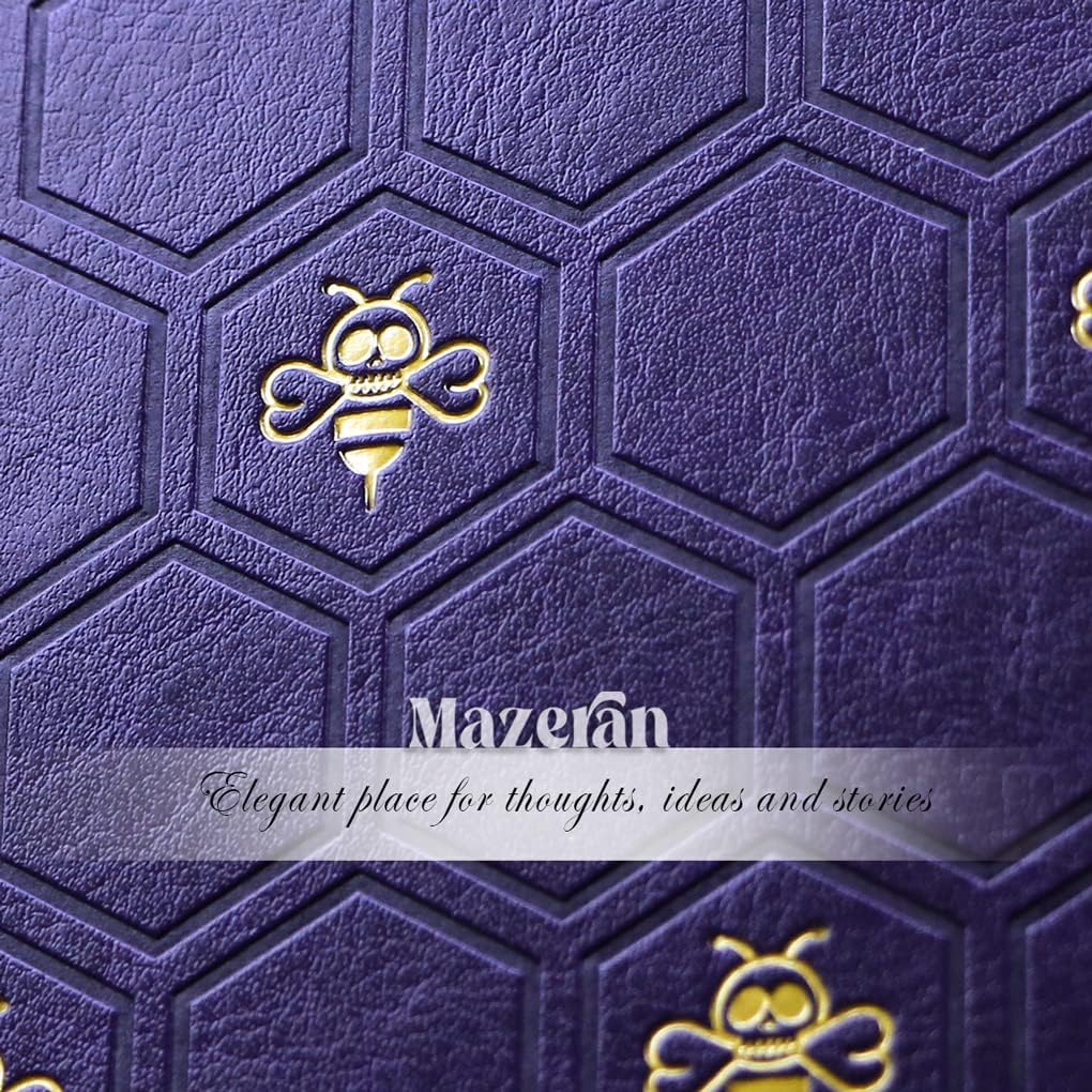 Mazeran Diario de cuero con tapa de abeja, con diseño de calavera y abeja, tamaño A5, 256 páginas, rayado, elegante, sello dorado, manual personal