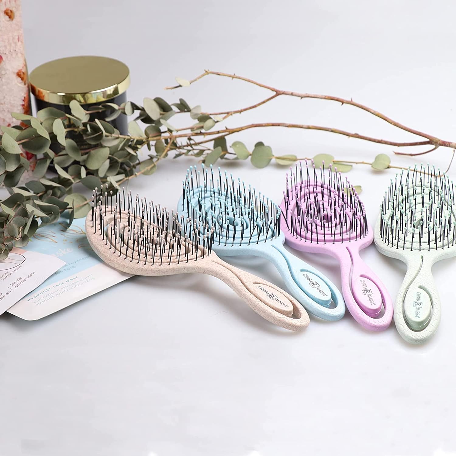Cepillo desenredante orgánico  Cepillos desenredantes sin tirones para cabello grueso y rizado natural  Cepillo de paja neutro para clima vegano