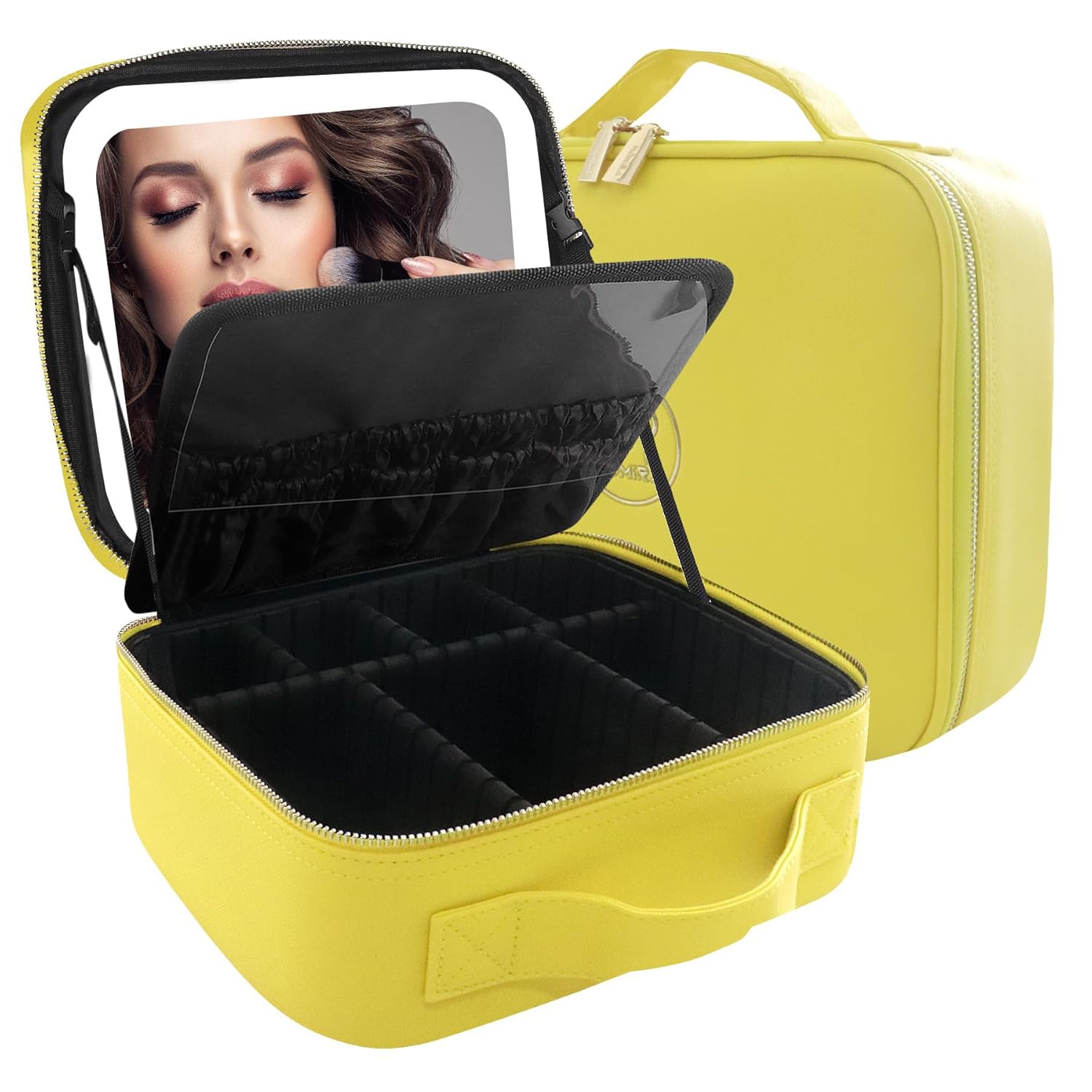 MOMIRA Bolsa de maquillaje con espejo y luz, estuche de viaje para maquillaje, bolsa de cosméticos, bolsa de almacenamiento portátil para artistas,