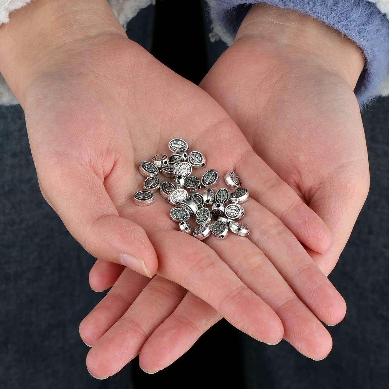 Exorcismo San Benito de NursiaMedalla MilagrosaCruz de Jesús Cuentas sueltas para DIY Rosario, collar, pulsera, coronilla de oración, pieza de