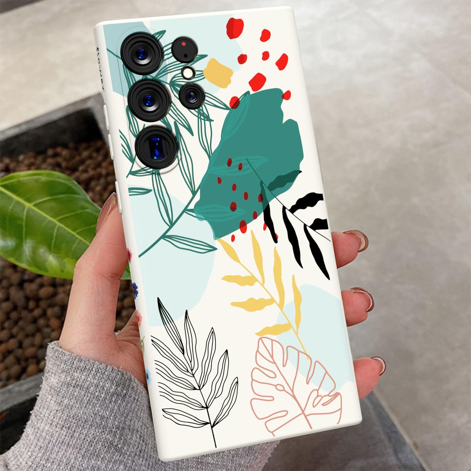 MINSCOSE Funda compatible con Samsung Galaxy S23 Ultra, bonito diseño floral colorido, TPU suave, delgada, delgada, femenina, funda protectora a