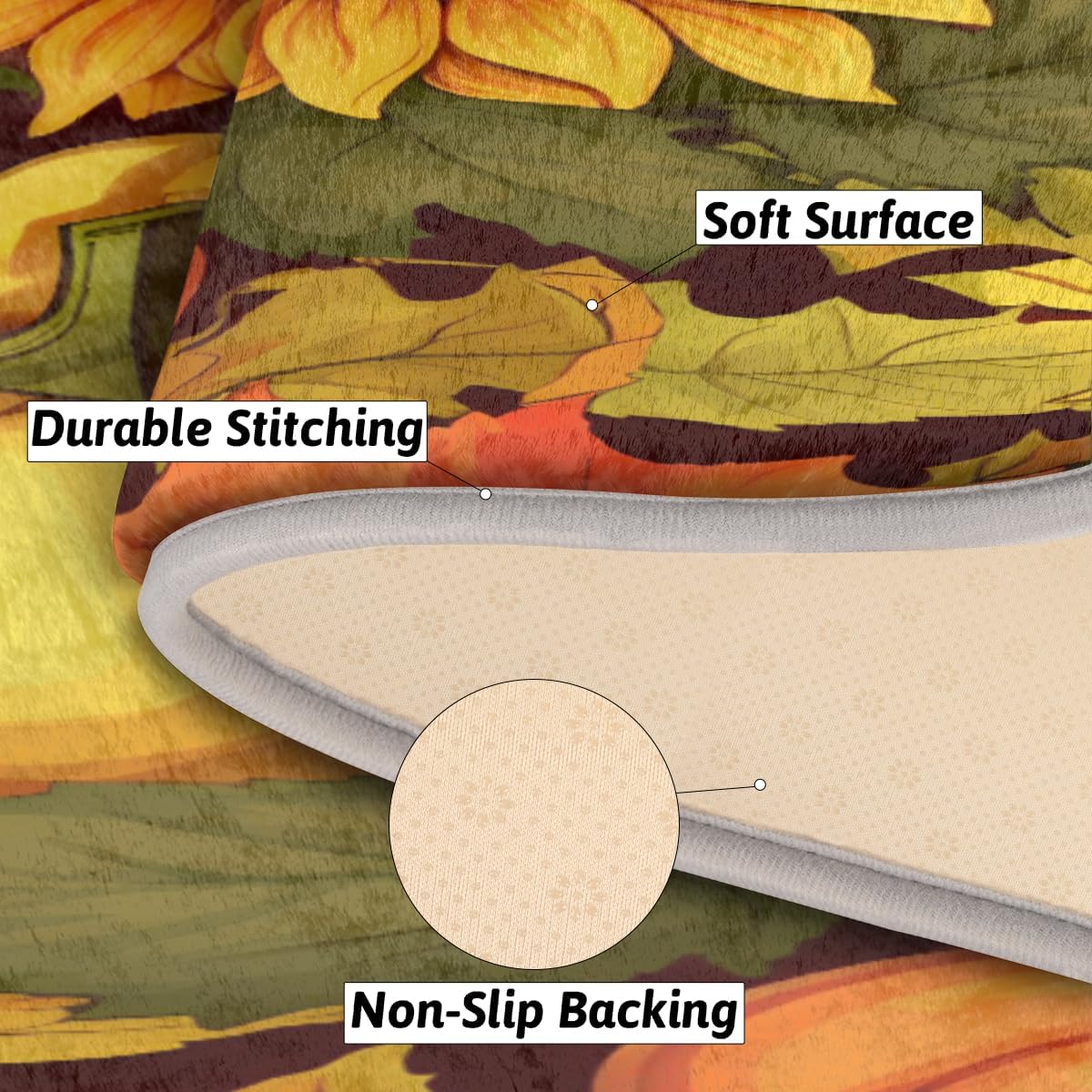 Alfombras de baño antideslizantes de microfibra, con hojas de arce, girasoles y uvas, tapetes de baño de microfibra, absorbentes, lavables a