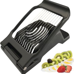 Cortador de huevos duros para huevos duros, cortador de huevos para frutas blandas, hongos, color negro Cortador de huevos duros para huevos duros, cortador de huevos para frutas blandas, hongos, color negro