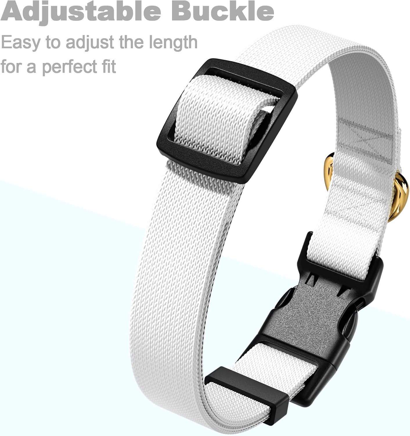 Collar de perro, collar blanco ajustable para perros pequeños, lindo collar de cachorro para perros machos y hembras, collares clásicos resistentes