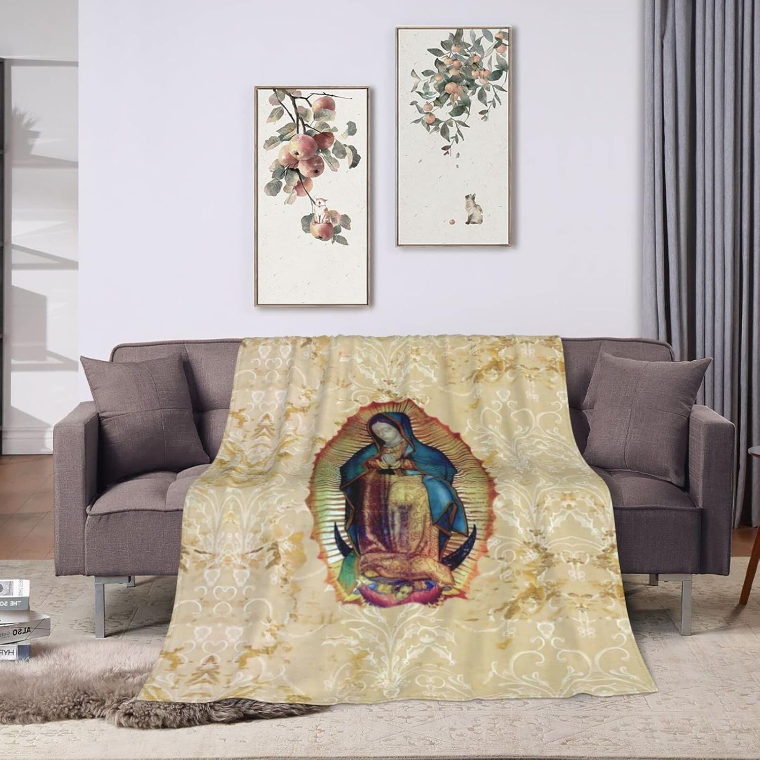 GLGFAS Manta de Nuestra Señora de Guadalupe de franela ultra suave y ligera para sofá, cama, uso en todas las estaciones, 80 x 60 pulgadas