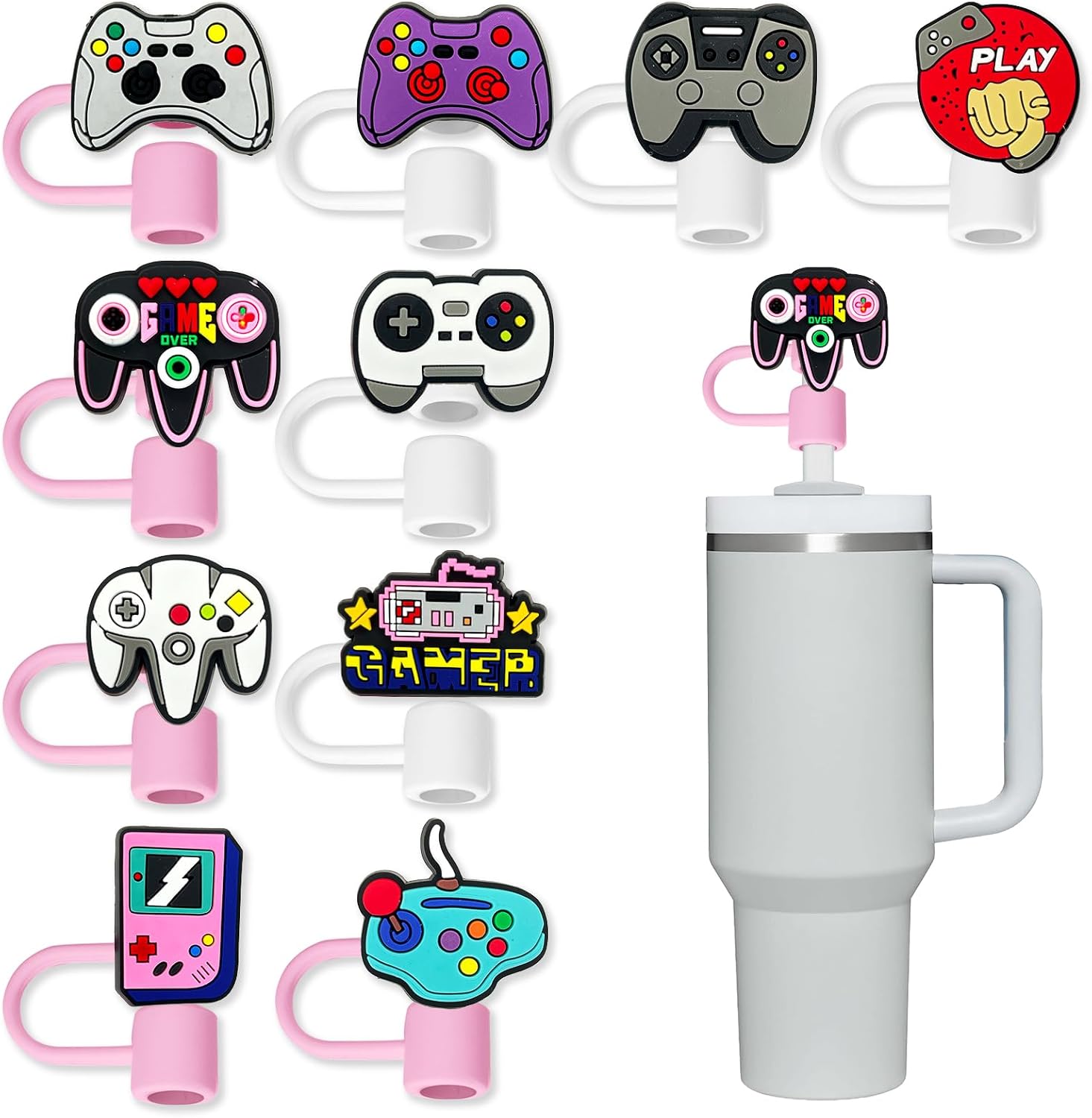 10 vasos con popote de juego para vaso Stanley, 0.394 in, protector reutilizable, puntas de popote para accesorios de taza (10 unidades, juego de