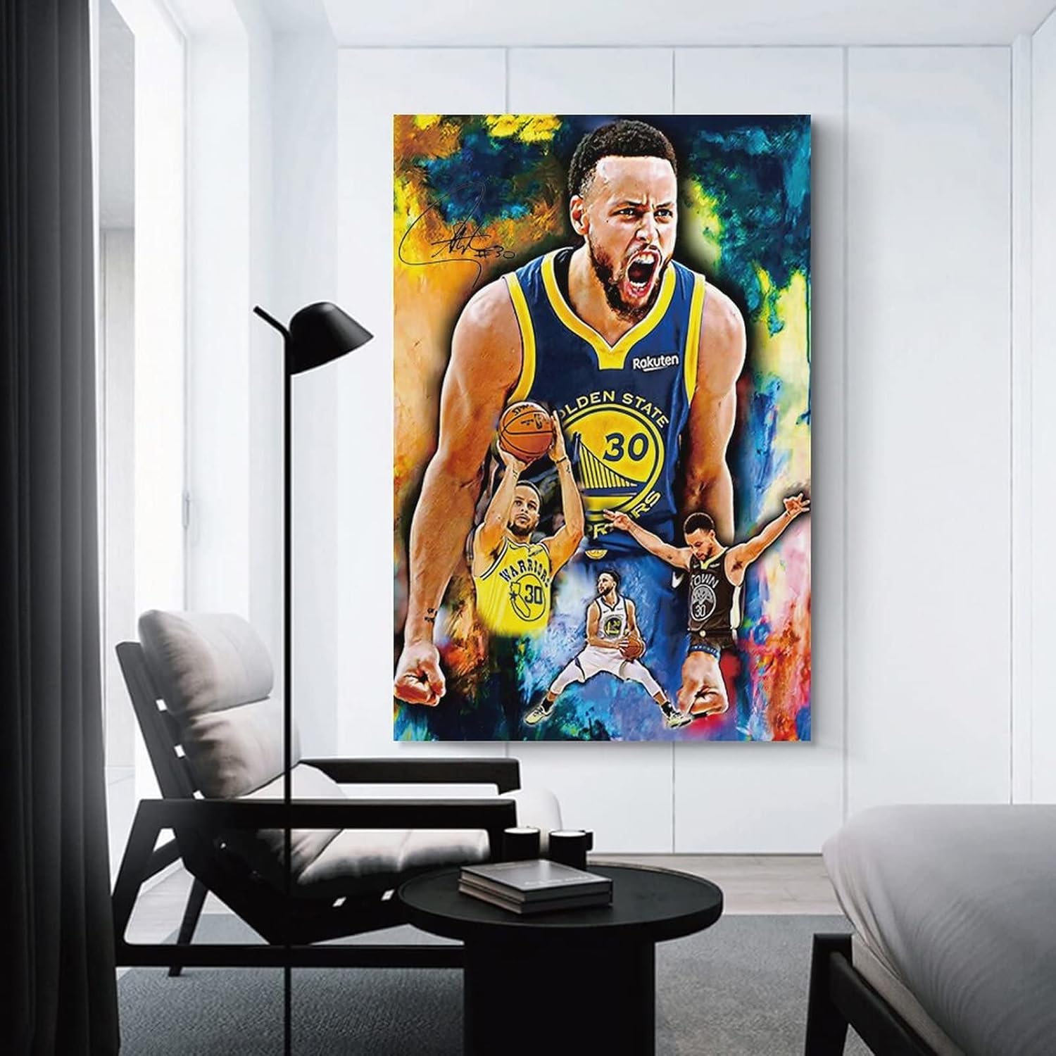 Póster de Stephen Curry con 3 impresiones artísticas en lienzo para el hogar, baño, dormitorio, oficina, sala de estar, decoración de lienzo sin