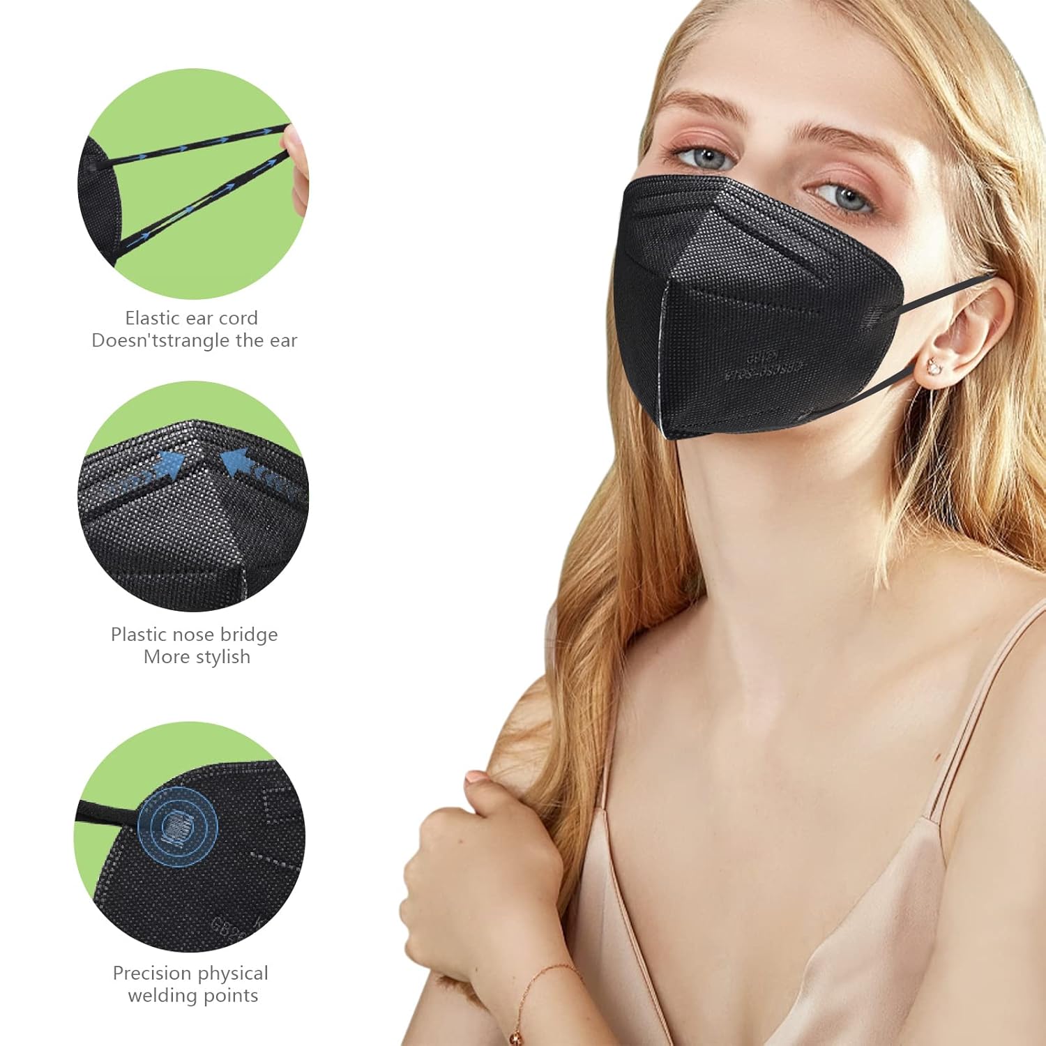 SOOQOO 50 mascarillas KN95 para Audlts (negro)