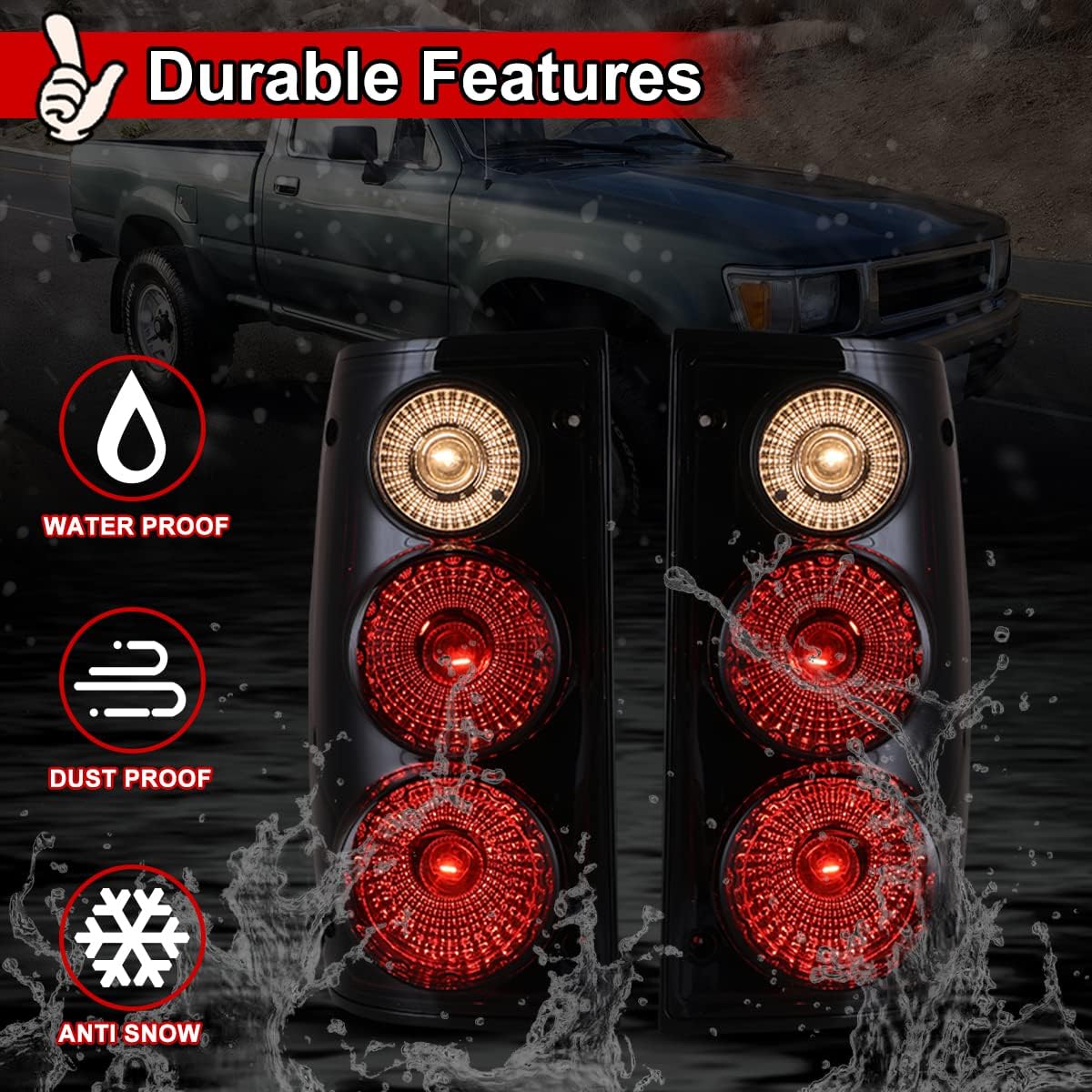 Nixon Offroad Luces traseras para Toyota Pickup 1989 1990 1991 1992 1993 1994 1995, luces traseras de automóvil, reemplazo de montaje de 1 par