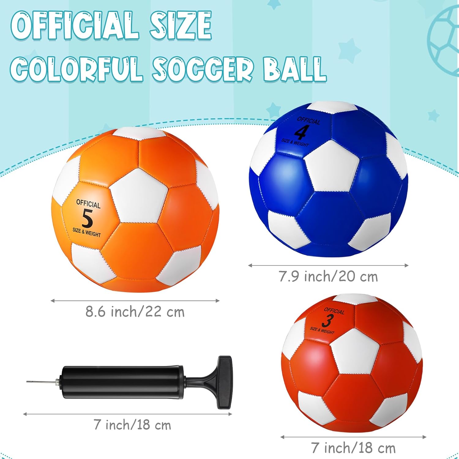 12 pelotas de fútbol con inflador, tamaño oficial 345, pelota de fútbol para niños y adultos, práctica de entrenamiento deportivo de regreso a clases