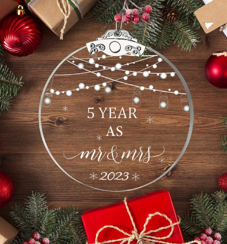Adornos de aniversario de 1 año para parejas, primer regalo de boda para marido y esposa, adornos de cristal de 3 pulgadas, recuerdo de aniversario
