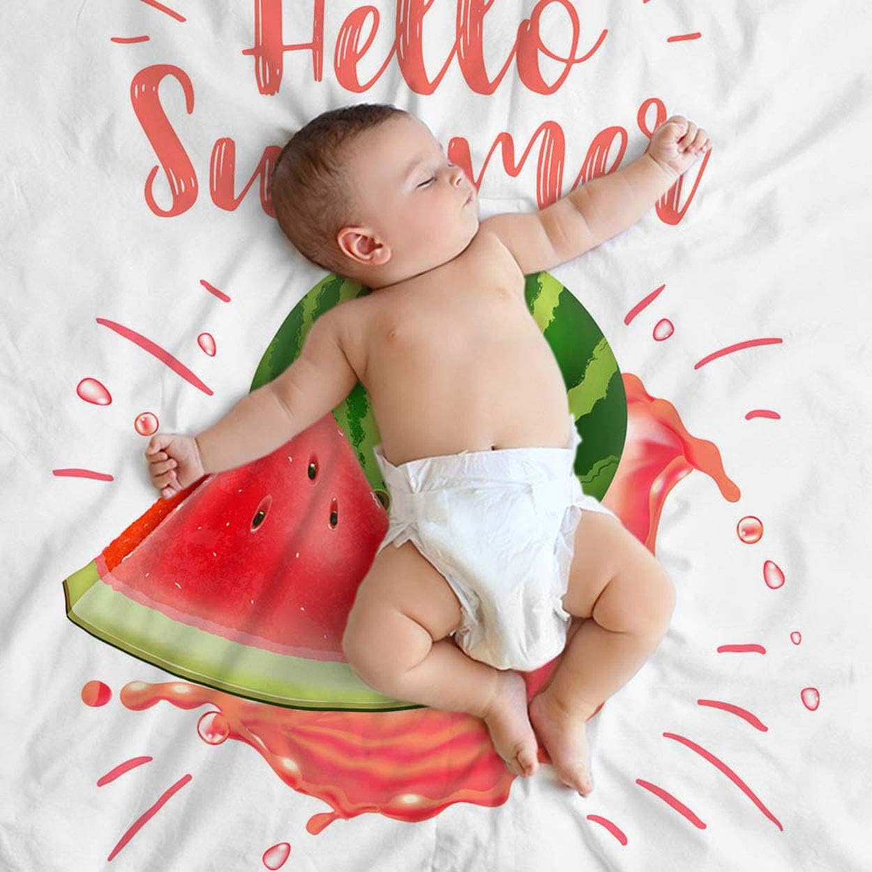 Mugod Manta con estampado de sandía, con letras rojas, decoración de Hello Summer, suave, cálida y acogedora, manta de felpa de franela para bebés,