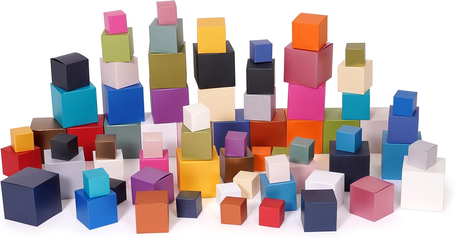 Quotidian 12 cajas de regalo de papel nacarado con purpurina con tapas de 4 x 4 x 4 (aguamarina)
