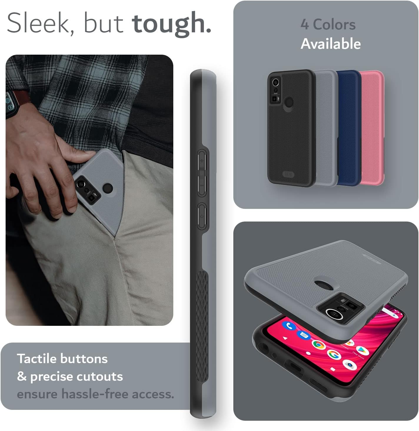 TUDIA DualShield Grip – Funda protectora diseñada para BLU S91 Pro 2022, MergeGrip a prueba de golpes, de grado militar, delgada, de doble capa